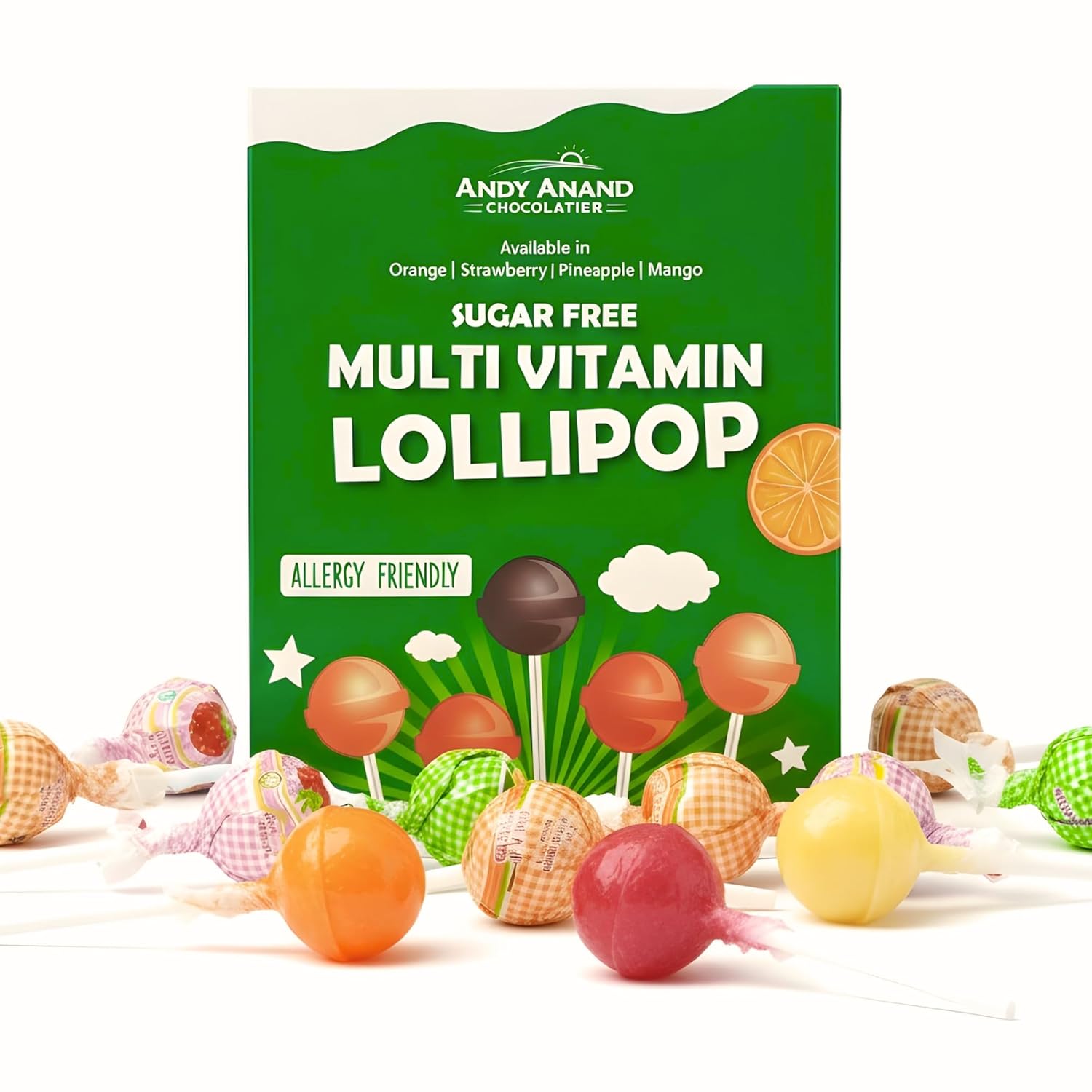 TODAYFUL - りんごあめ Andy Anand Sugar-Free Lollipops, 29 ct, 8.8 oz – Natural Fruit Flavors