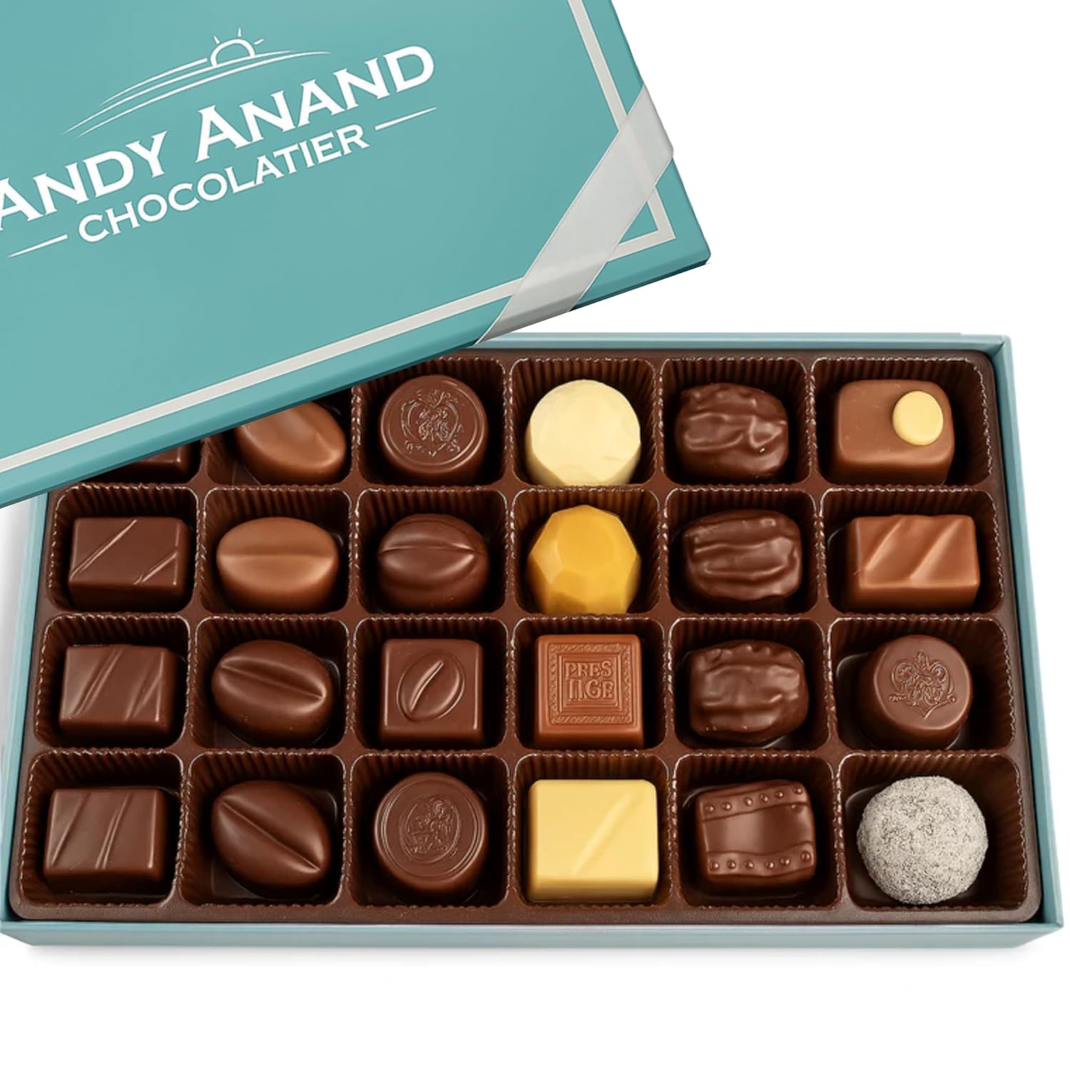 Andy Anand Sugar-Free Belgian Chocolate Truffles, 24 pc, 60% Cacao – Espresso, Hazelnut, Strawberry, Coconut, Cherry & Orange, Keto Gift