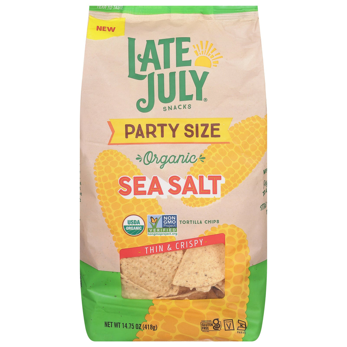 Late July Organic Sea Salt Tortilla Chips, 14.75 oz (Case of 9)