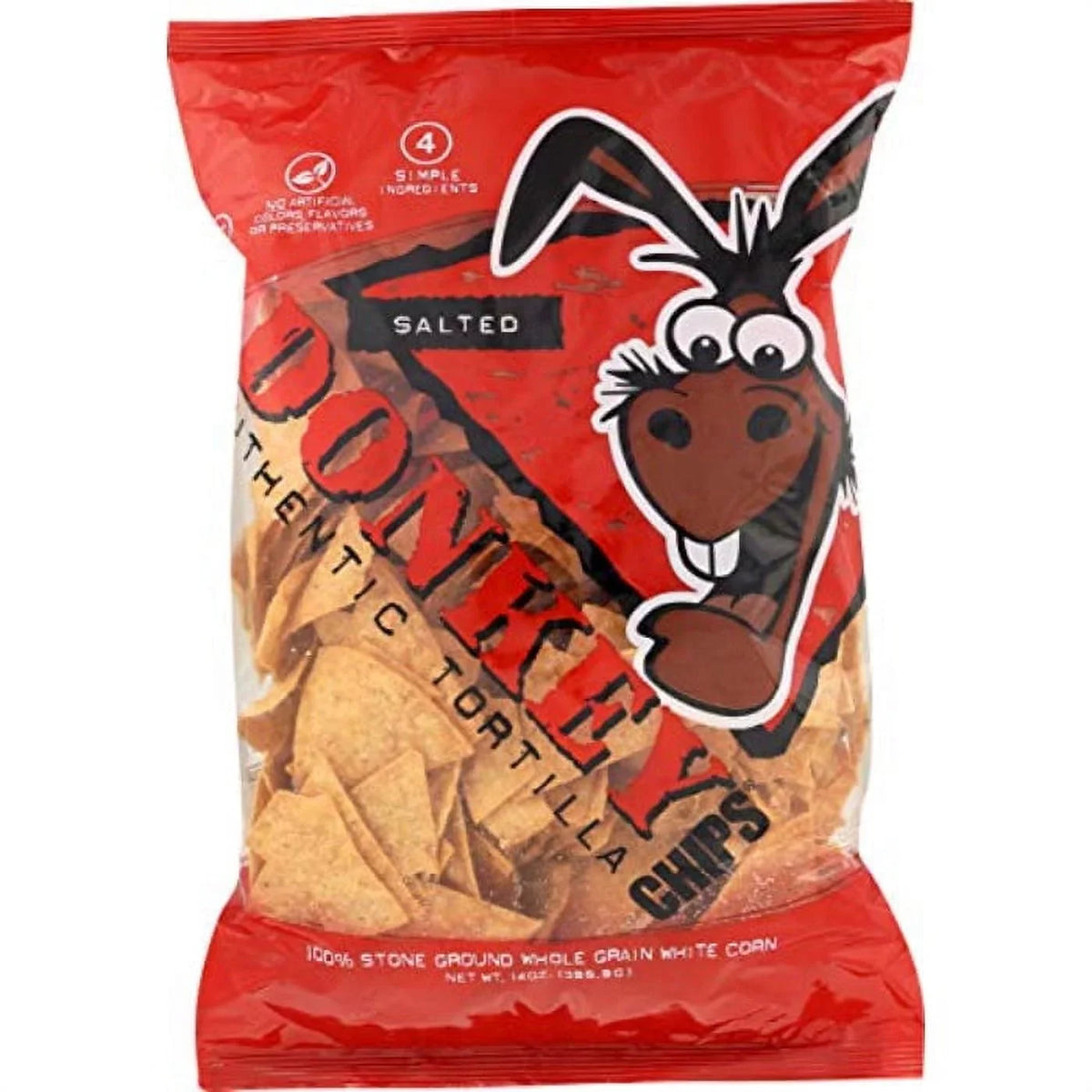 Donkey Chips Salted Tortilla Chips, 11 oz (Case of 12)