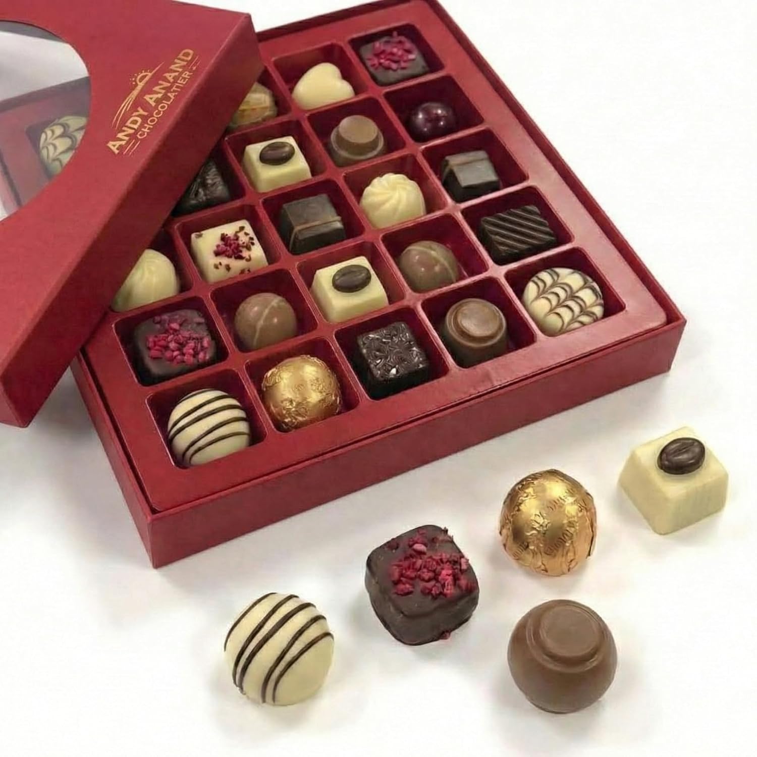 Andy Anand Chocolate Truffles Bonbon Praline Box | 60% Cocoa Butter Gift Box | Local SoCal Chocolatier