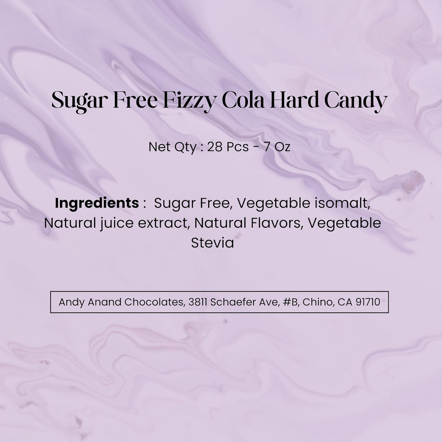 Andy Anand Sugar-Free Fizzy Cola Hard Candy (28 pc, 7 oz) | Sugar-Free & Keto Candy | Local SoCal Bakery