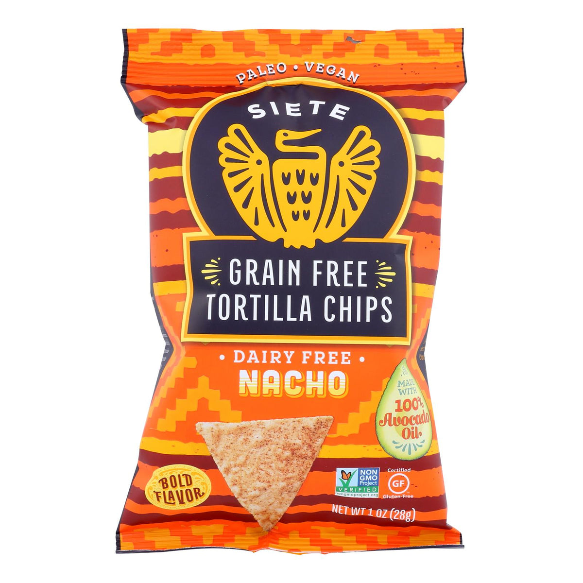 Siete Tortilla Chips Nacho (Pack of 24 - 1 Oz.)