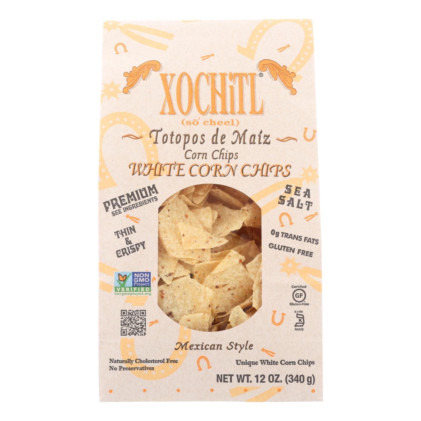 Xochitl White Corn Tortilla Chips, 12 oz., Case of 10