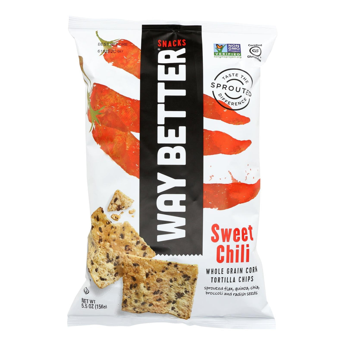 Way Better Snacks Sweet Chili Tortilla Chips, 5.5 oz (Case of 12)