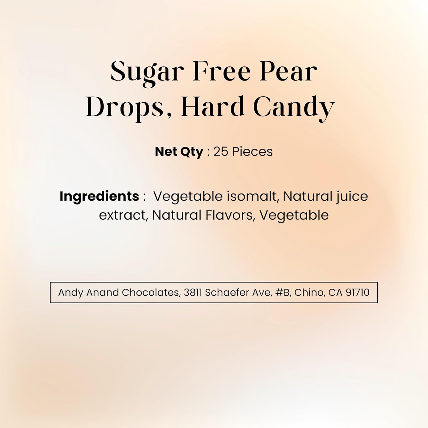 Andy Anand Sugar-Free Pear Drop Hard Candy, 25 pc – European Imported, Copper-Kettle Boiled, Keto & Diabetic-Friendly Gourmet Snack Gift