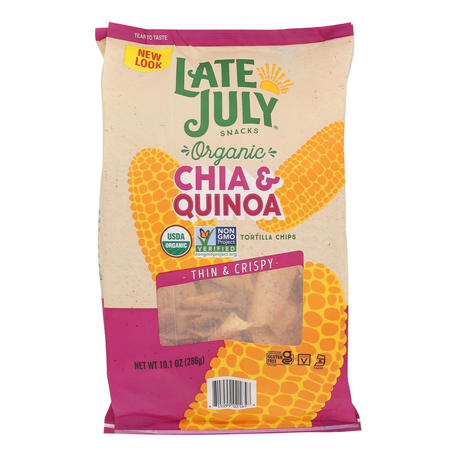 Late July Chia & Quinoa Tortilla Chips - Pack of 9 - 10.1 Oz Bags