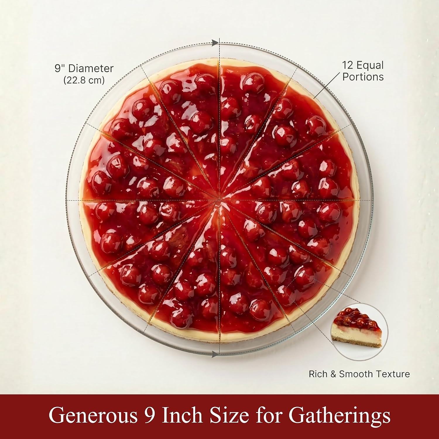 Andy Anand Sugar-Free & Gluten-Free Cherry Cheesecake, 9-Inch – Diabetic-Friendly, Fresh California Cream Cheese, Handmade, Birthday Gift
