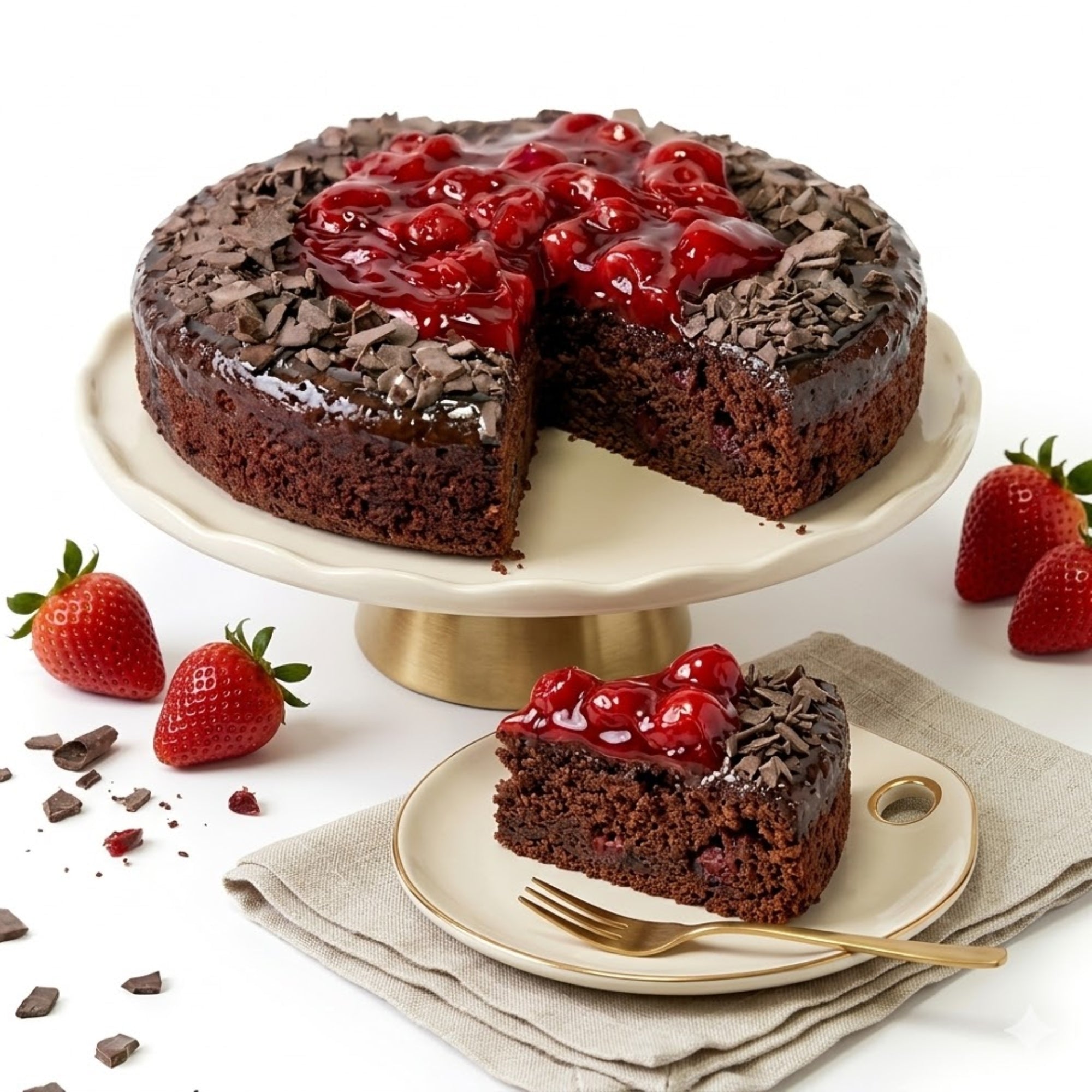 Andy Anand Sugar-Free Chocolate Strawberry Cake, 9-Inch, 2.5 lb – Diabetic-Friendly, No Preservatives, Traditional Recipe Birthday Gift Box