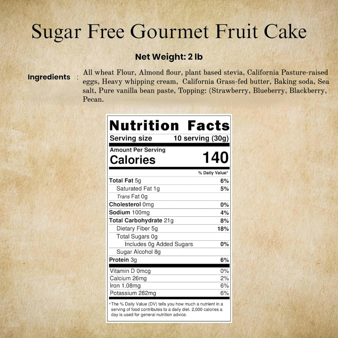 Andy Anand Sugar-Free Keto Fruit Cake, 9-Inch, 2 lb – Low-Carb, Delicious & Decadent, Perfect for Diabetics & Keto Diet Birthday Gift Box