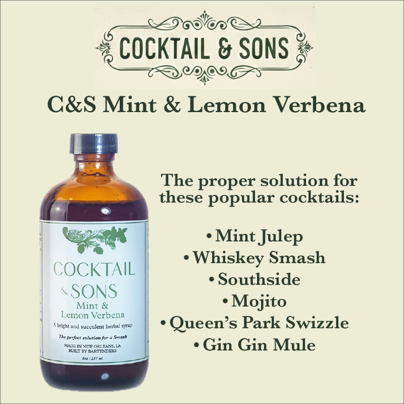 Mint & Lemon Verbena Cocktail Syrup | Cocktail & Sons (8oz)