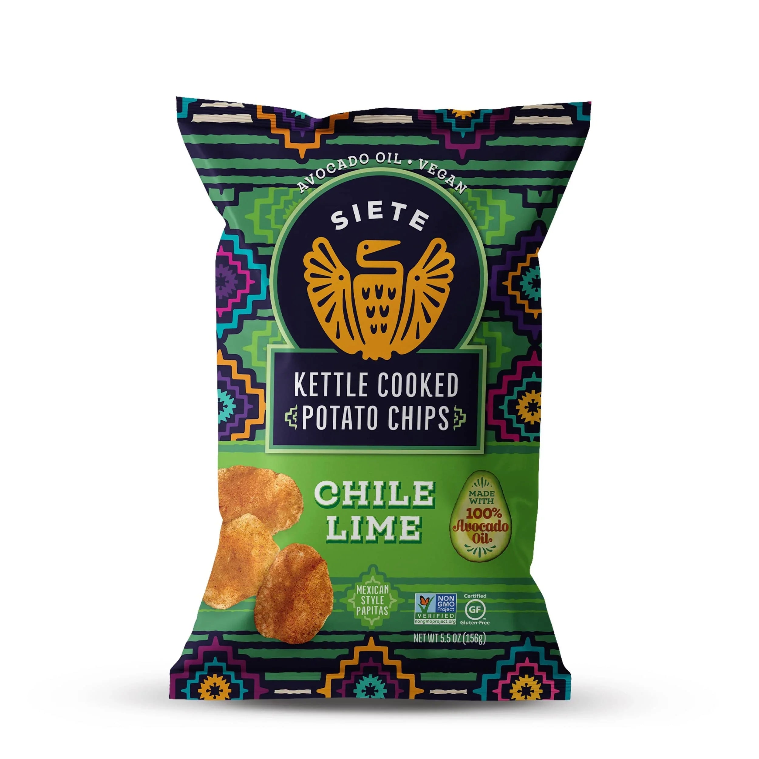 Siete Family Size Kettle Chips Tortilla Chips, Chile Lime