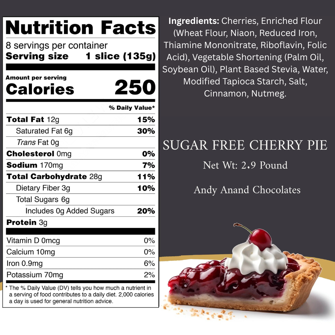 Andy Anand Sugar-Free Cherry Pie (2.9 lbs) | Sugar-Free & Keto Pie | Local SoCal Bakery