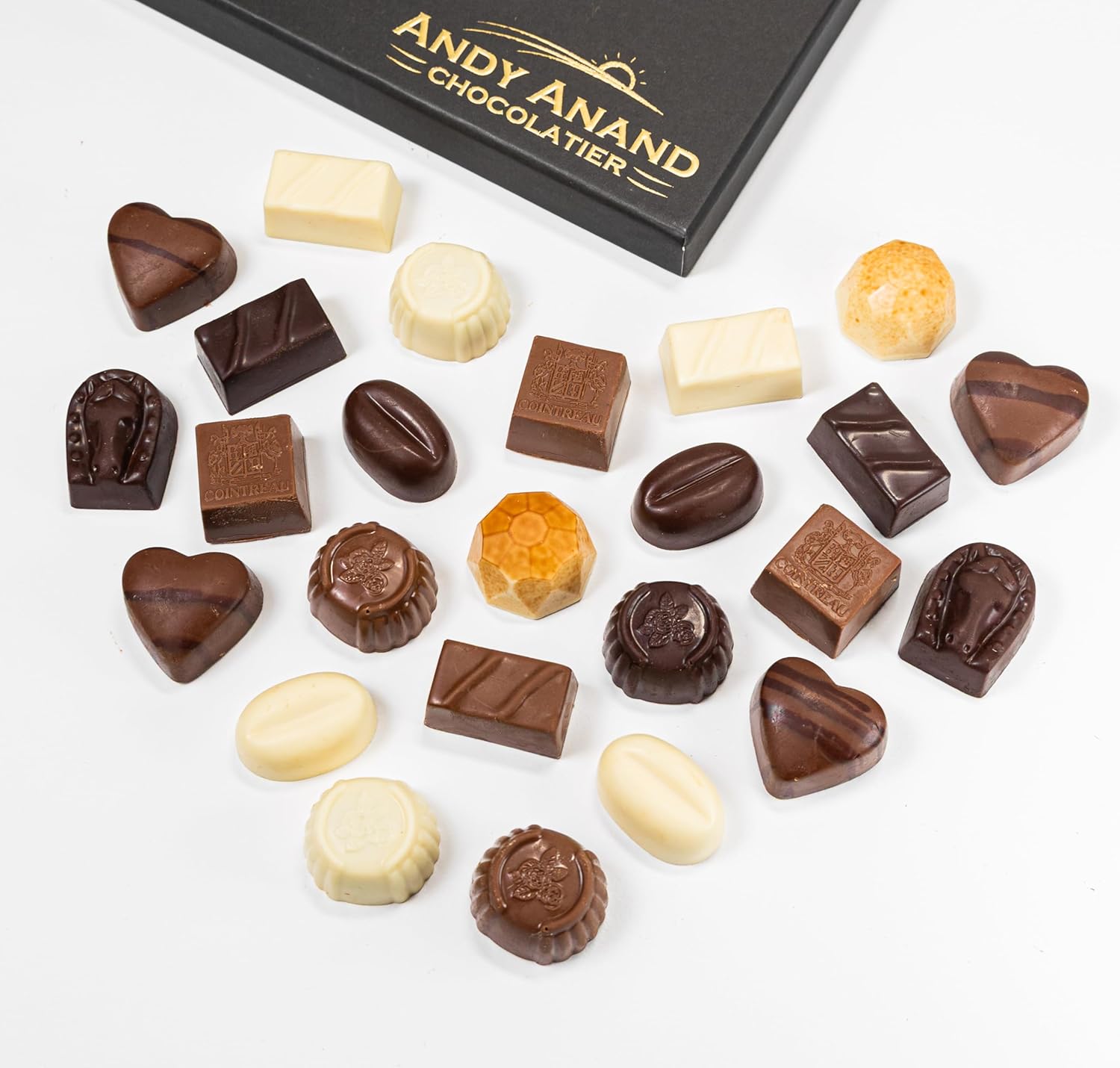 Andy Anand Sugar-Free Belgian Chocolate Truffles, 24 pc, 60% Cacao – Espresso, Hazelnut, Strawberry, Coconut, Cherry & Orange, Keto Gift