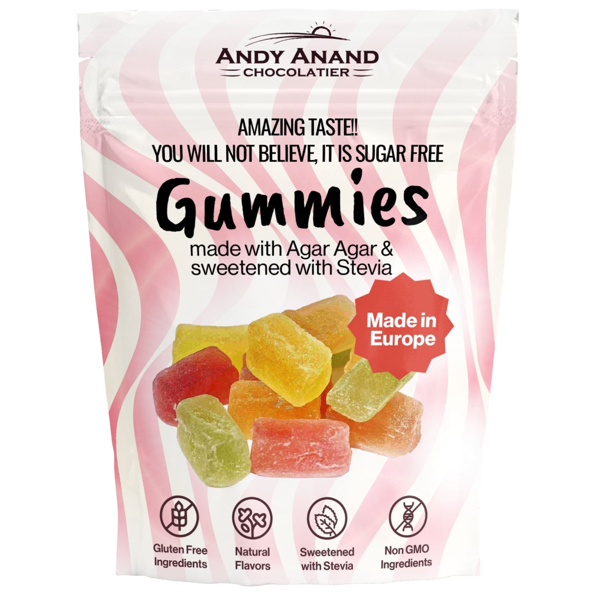 Andy Anand Sugar-Free Gummies, 7 oz – Made with Agar & Stevia, Diabetic-Friendly, Assorted Flavors, Birthday, Mother's Day & Holiday Gift