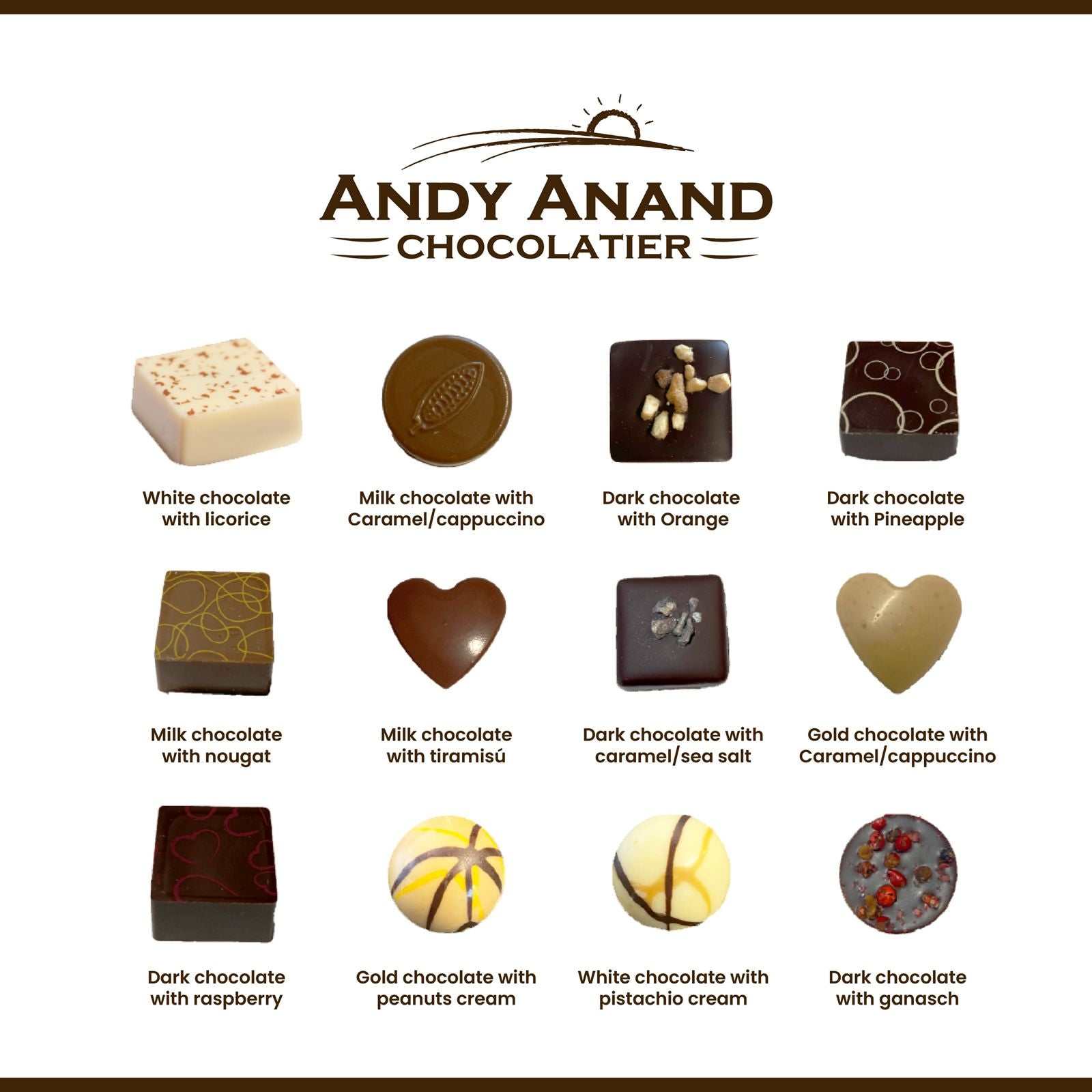Andy Anand Belgian Chocolate Truffles Gift Box (25 pc, 7.8 oz) | Gourmet Bonbon Ganache, 60% Cocoa Butter | Local SoCal Chocolatier