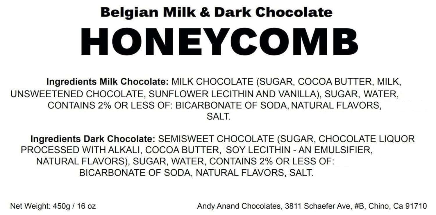 Andy Anand Belgian Milk Chocolate Honeycomb Sponge Candy, 1 lb – Handcrafted Gourmet Gift Box, Luxurious for Birthday & Special Occasions