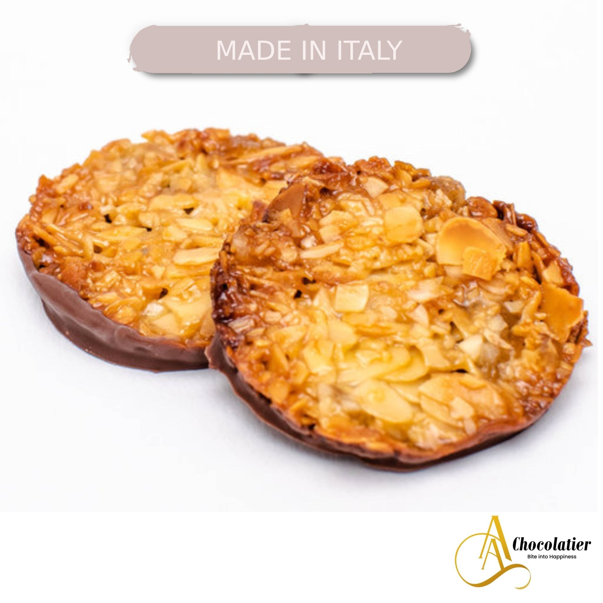 Andy Anand Dark Chocolate Florentine Biscuit Cookies Orange Almond (24 pc) | Imported from France | Local SoCal Bakery