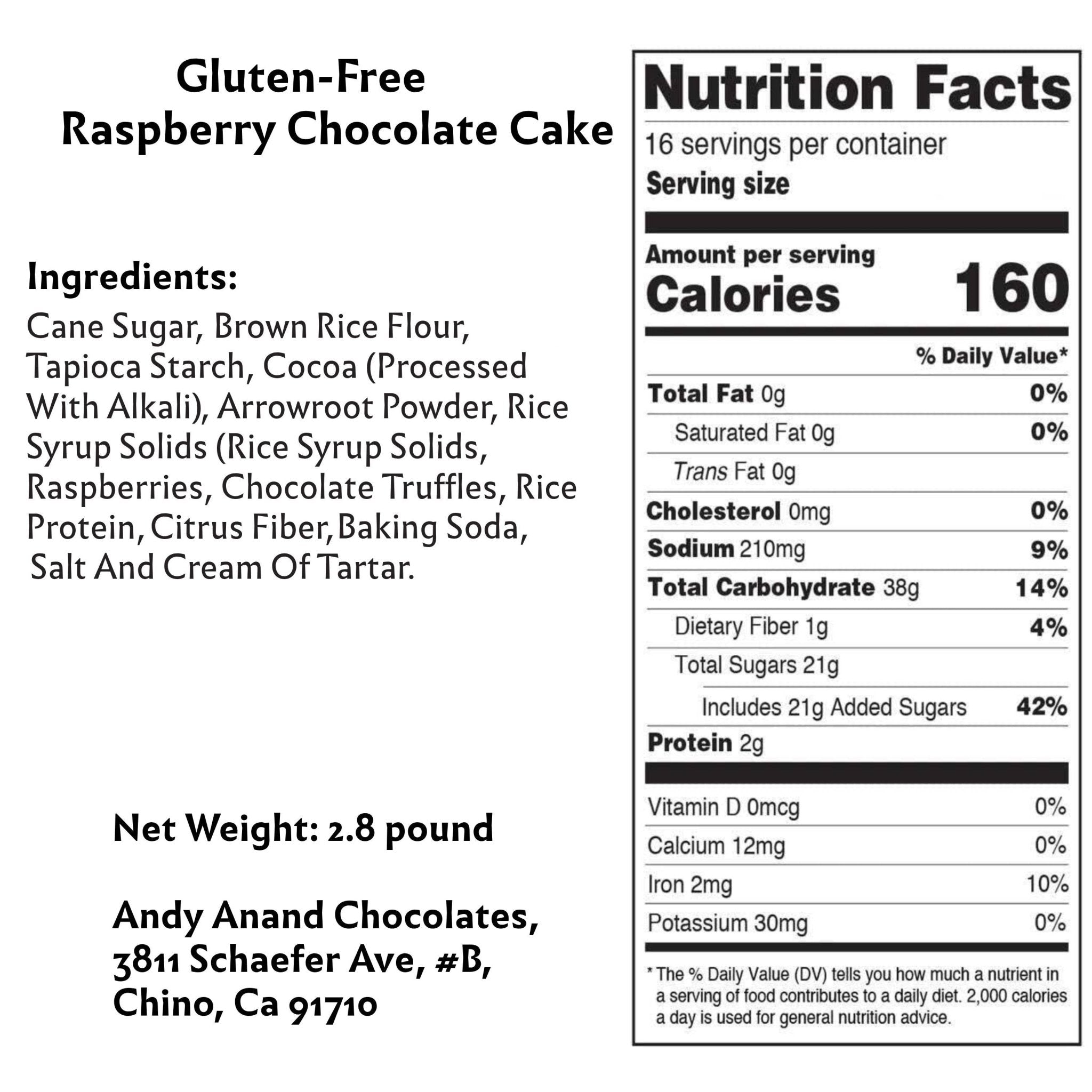 Andy Anand Gluten-Free Raspberry Chocolate Cake with Truffles (9-inch, 2.8 lbs) | Hand-Baked Bakery Cake | Local SoCal Bakery