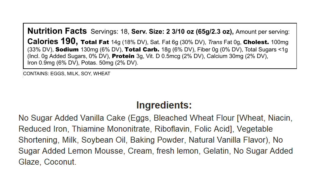 Andy Anand Sugar-Free Coconut Lemon Mousse Cake (3 lbs) | Keto & Diabetic-Friendly | SoCal Bakery
