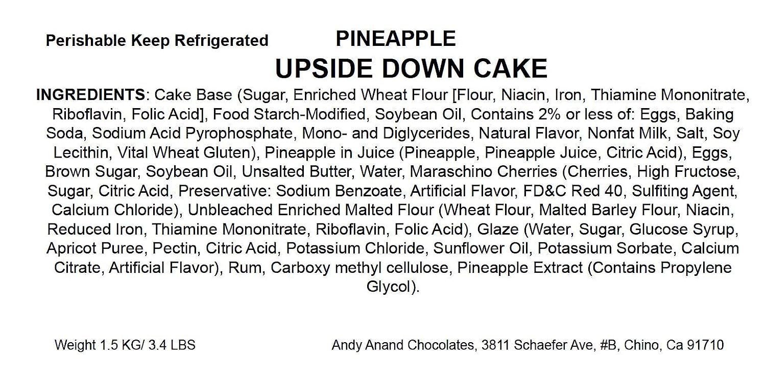 Andy Anand Pineapple Upside-Down Cake, 10-Inch, 2.6 lb – Caramelized Pineapple, No Preservatives, Gourmet Birthday & Celebration Gift Box