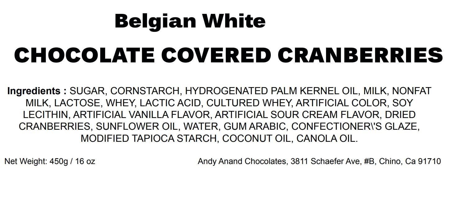 Andy Anand White Chocolate Cranberry (1 lb) | California Cranberries in White Chocolate | Local SoCal Chocolatier