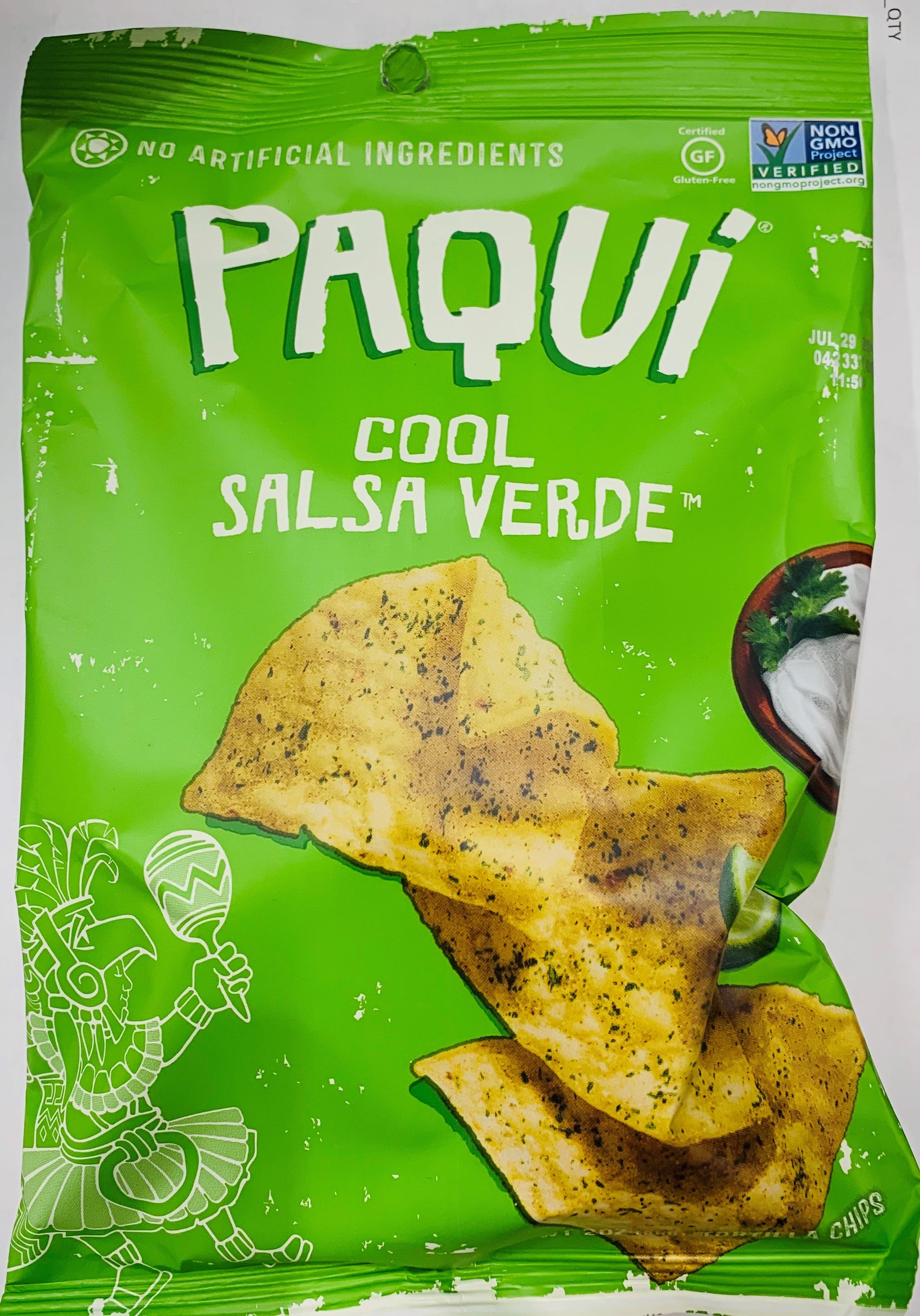 Paqui Zesty Salsa Verde Tortilla Chips - 2 Oz, Pack of 6