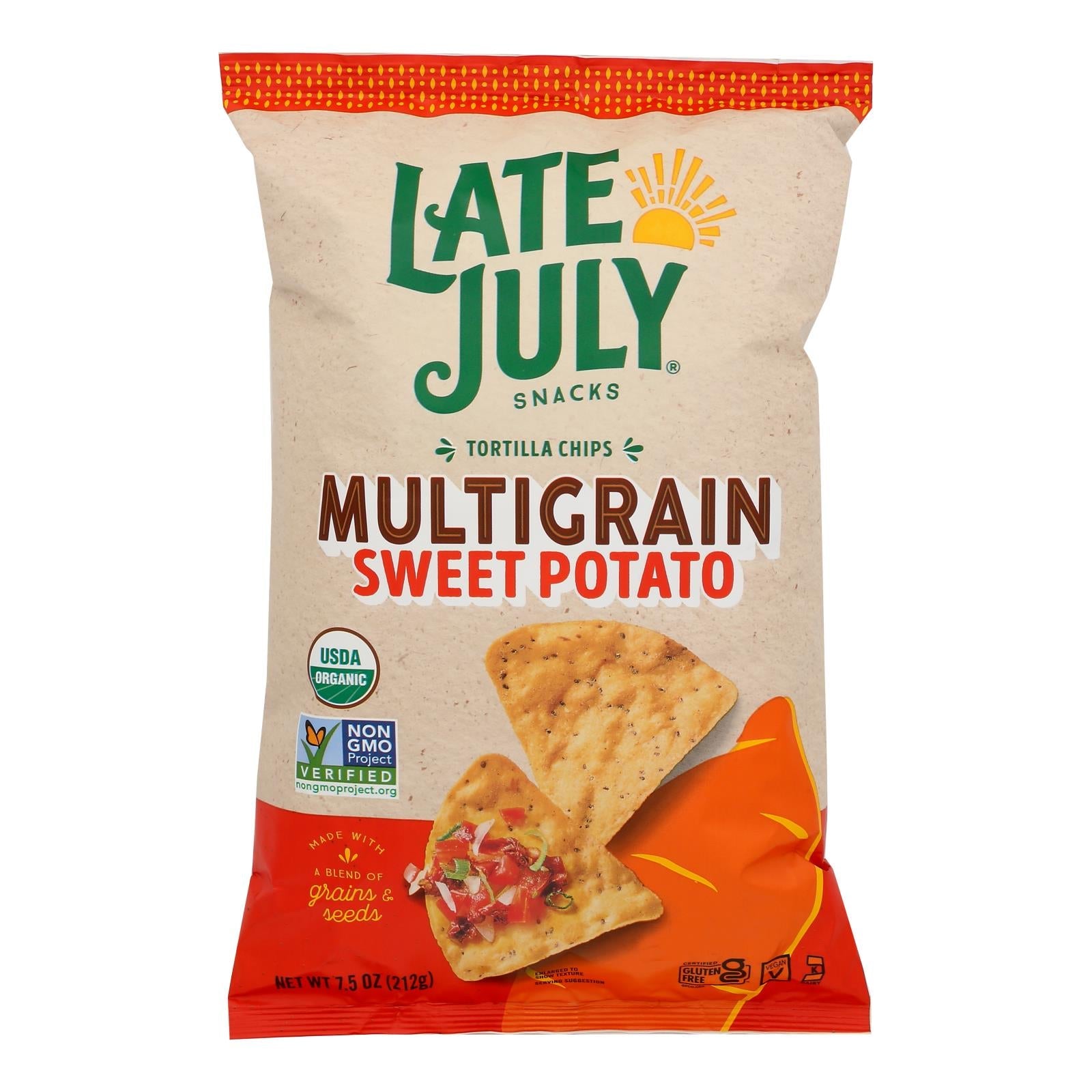 Late July Snacks Tortilla Chips, Veggie Sweet Potato, 7.5 Oz, Case of 12