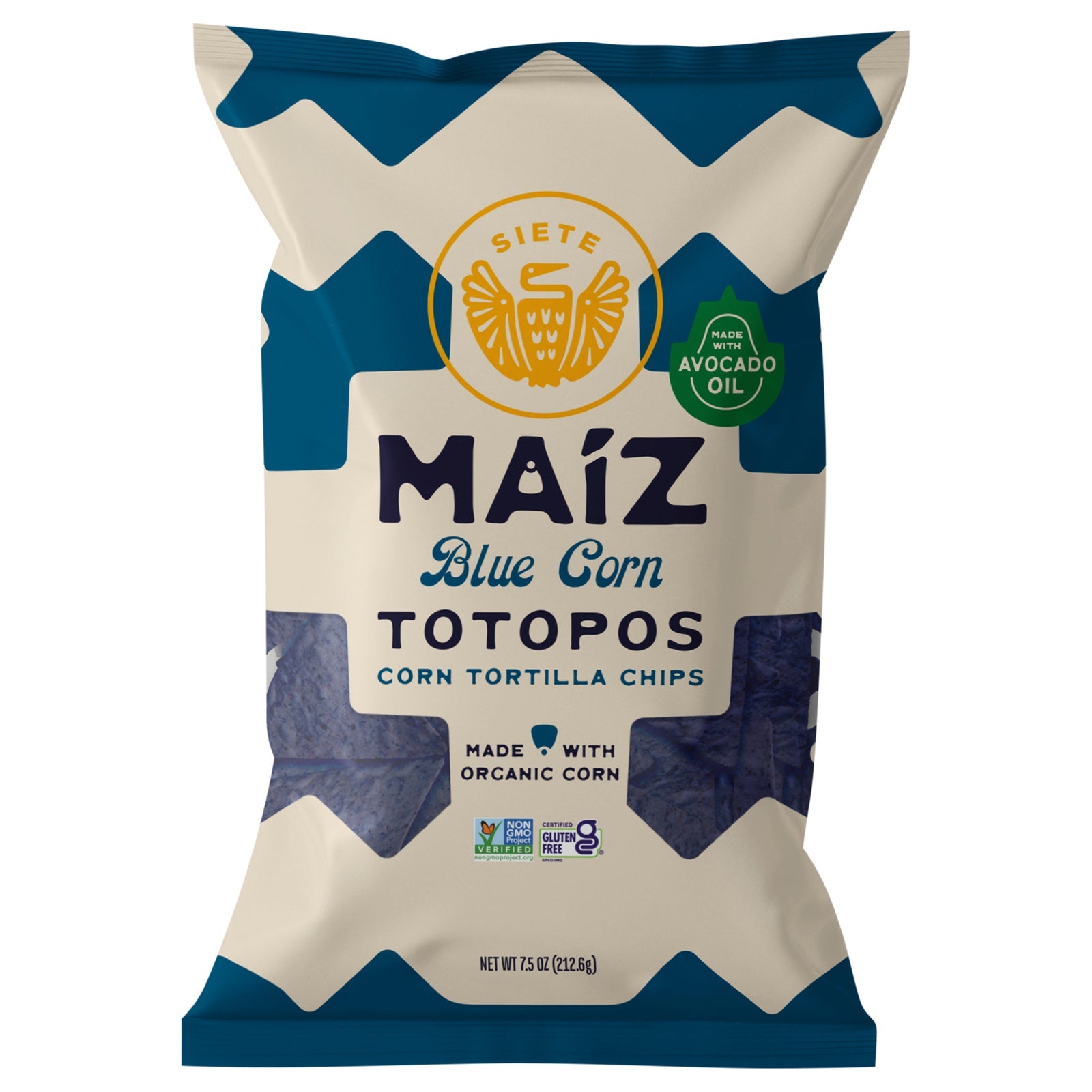 Siete Tortilla Chips: OG3 Corn, Blue Corn, 6 x 7.5 oz - Gluten-Free