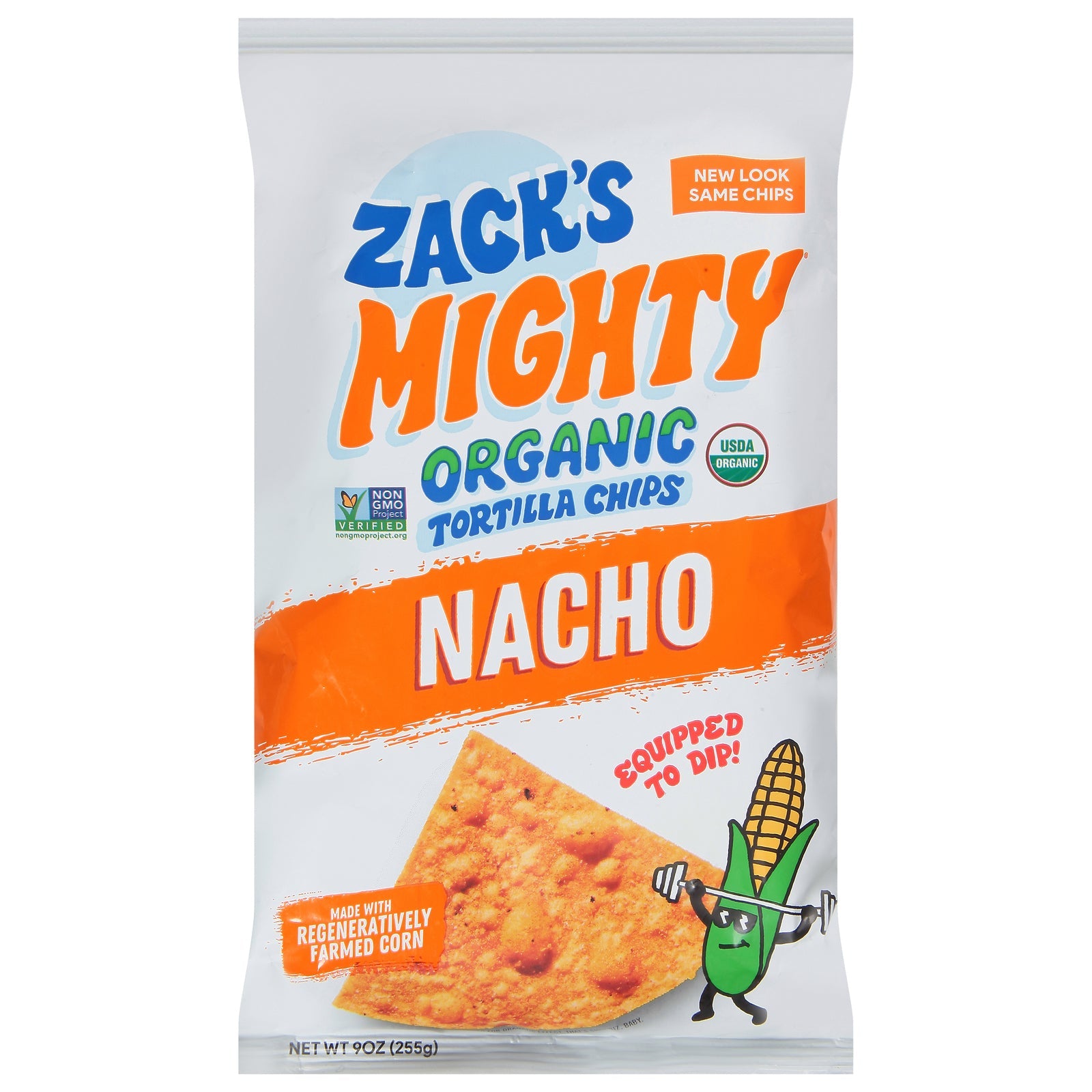 Zack's Mighty Tortilla Chips: Organic Nacho, S3175635, 9 oz Bag (Pack
