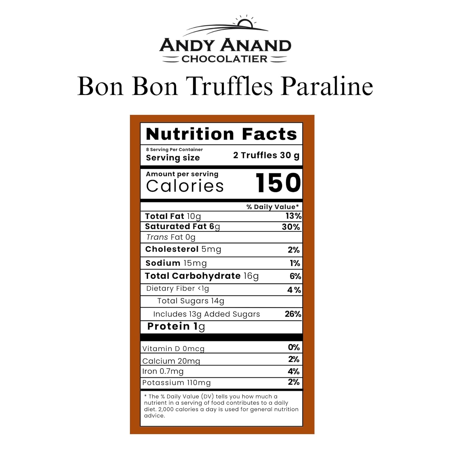 Andy Anand Chocolate Truffles Bonbon Praline Box | 60% Cocoa Butter Gift Box | Local SoCal Chocolatier