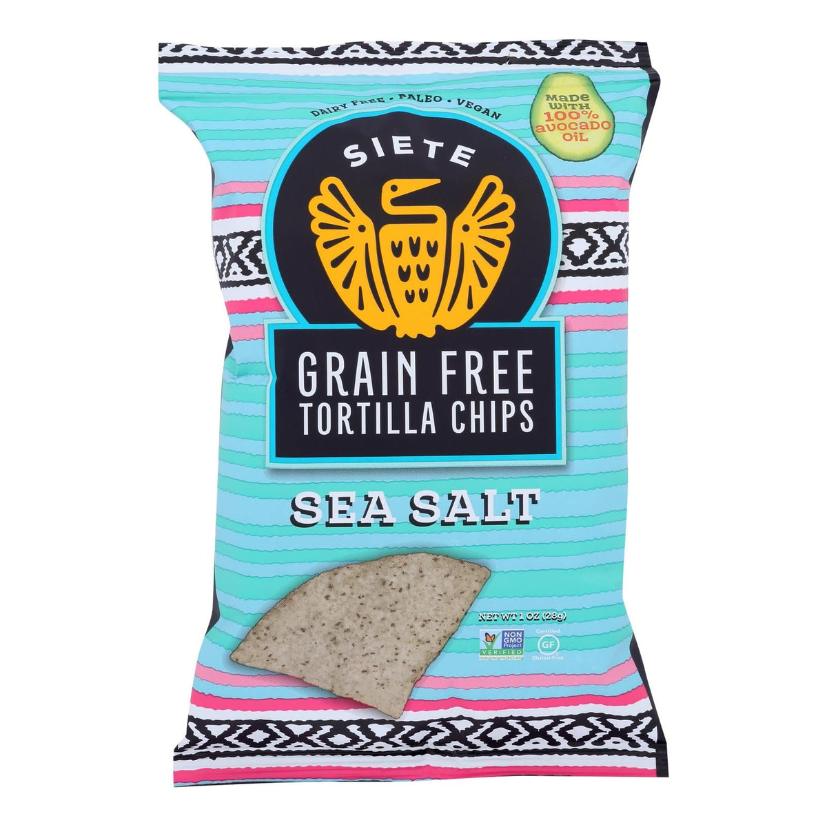 Siete Tort Chip Sea Salt Green Free (Pack of 24) 1 Oz