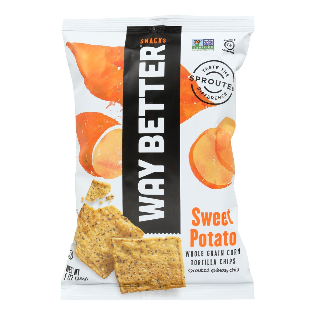 Way Better Snacks Sweet Potato Tortilla Chips, 1 oz (Case of 12)