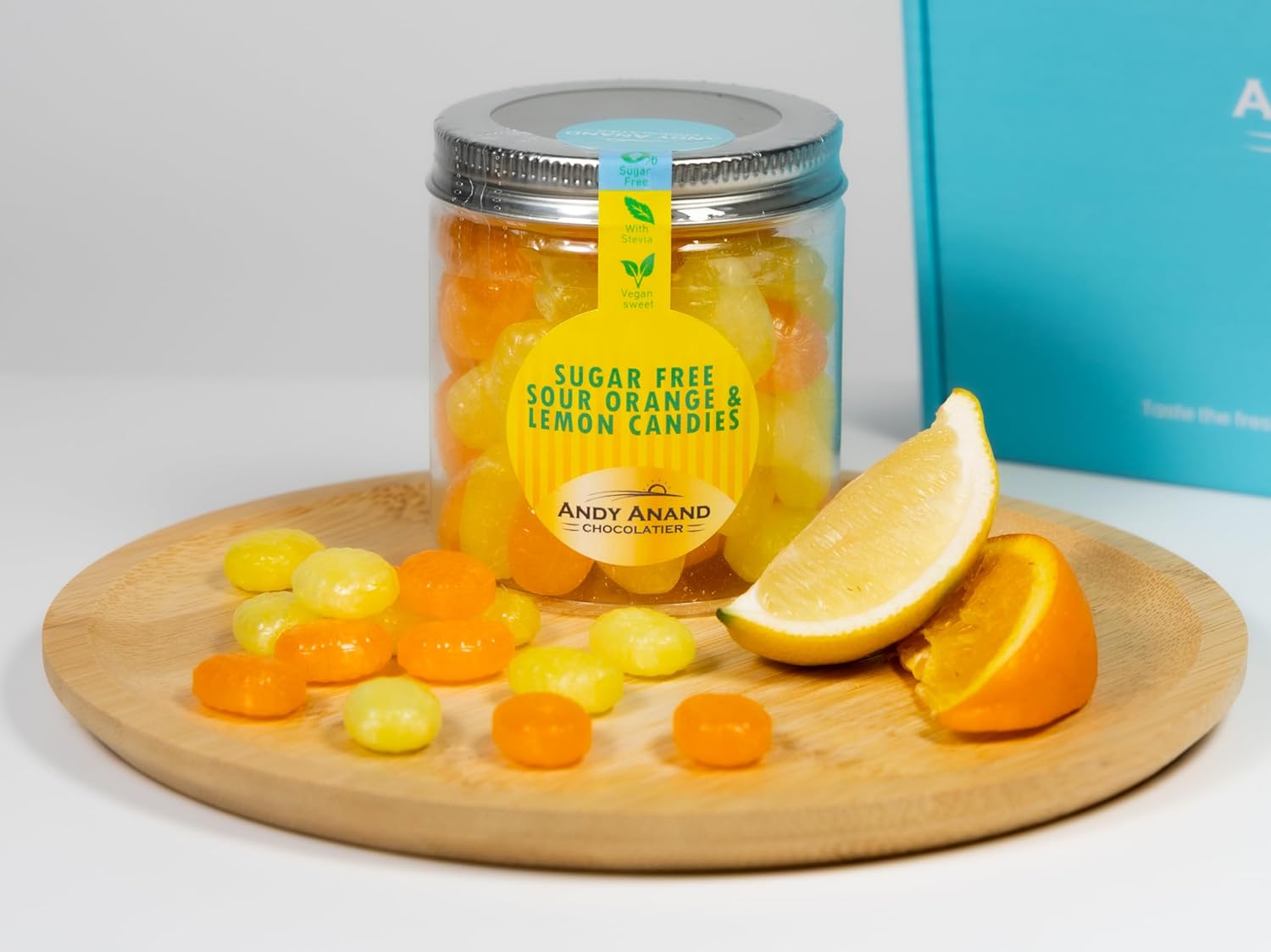 Andy Anand Sugar-Free Sour Orange Hard Candy (28 pc, 7 oz) | Sugar-Free & Keto Candy | Local SoCal Bakery