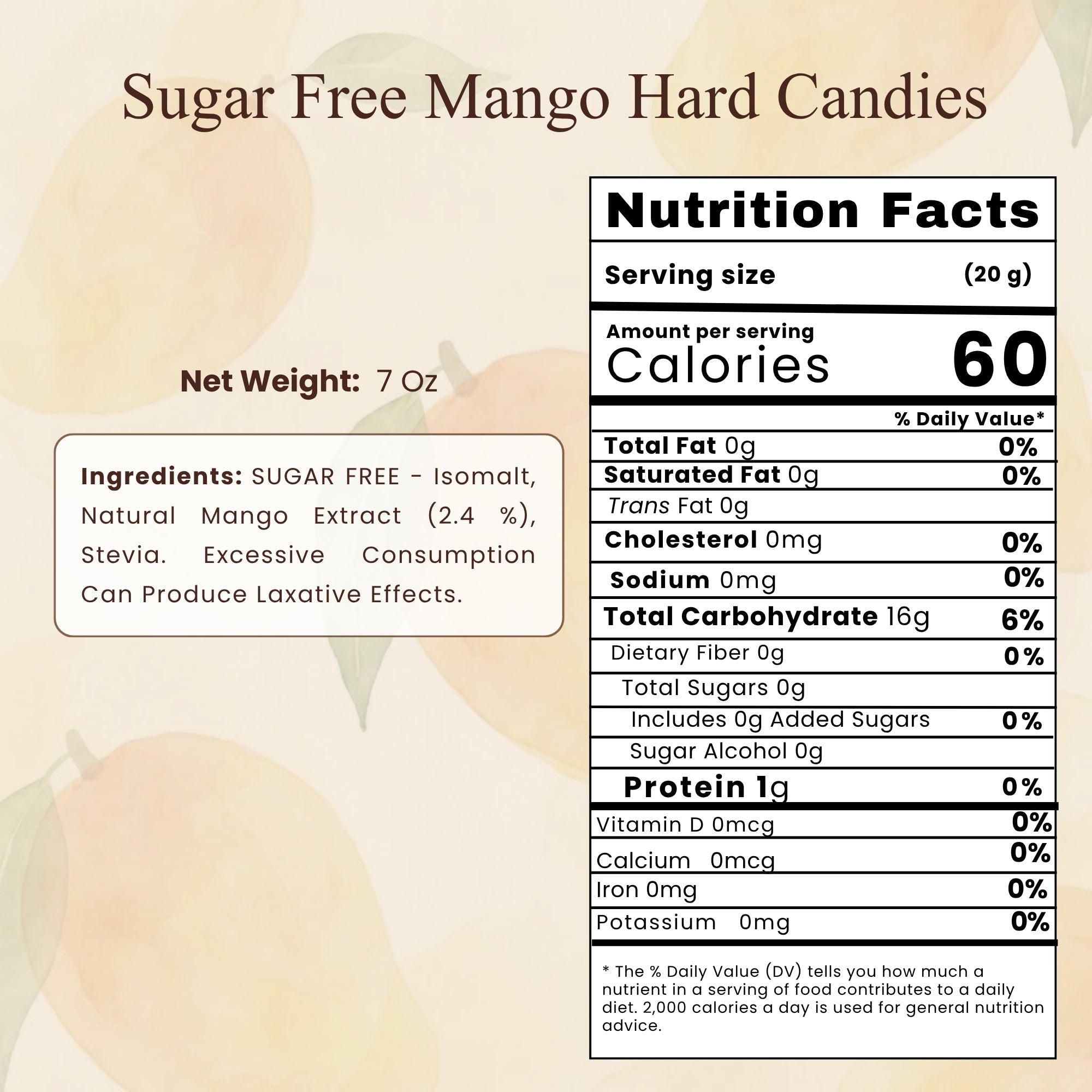 Andy Anand Sugar-Free Mango Hard Candy, 7 oz – European Imported, Stevia Sweetened, Keto & Diabetic-Friendly Gourmet Snack Gift Box