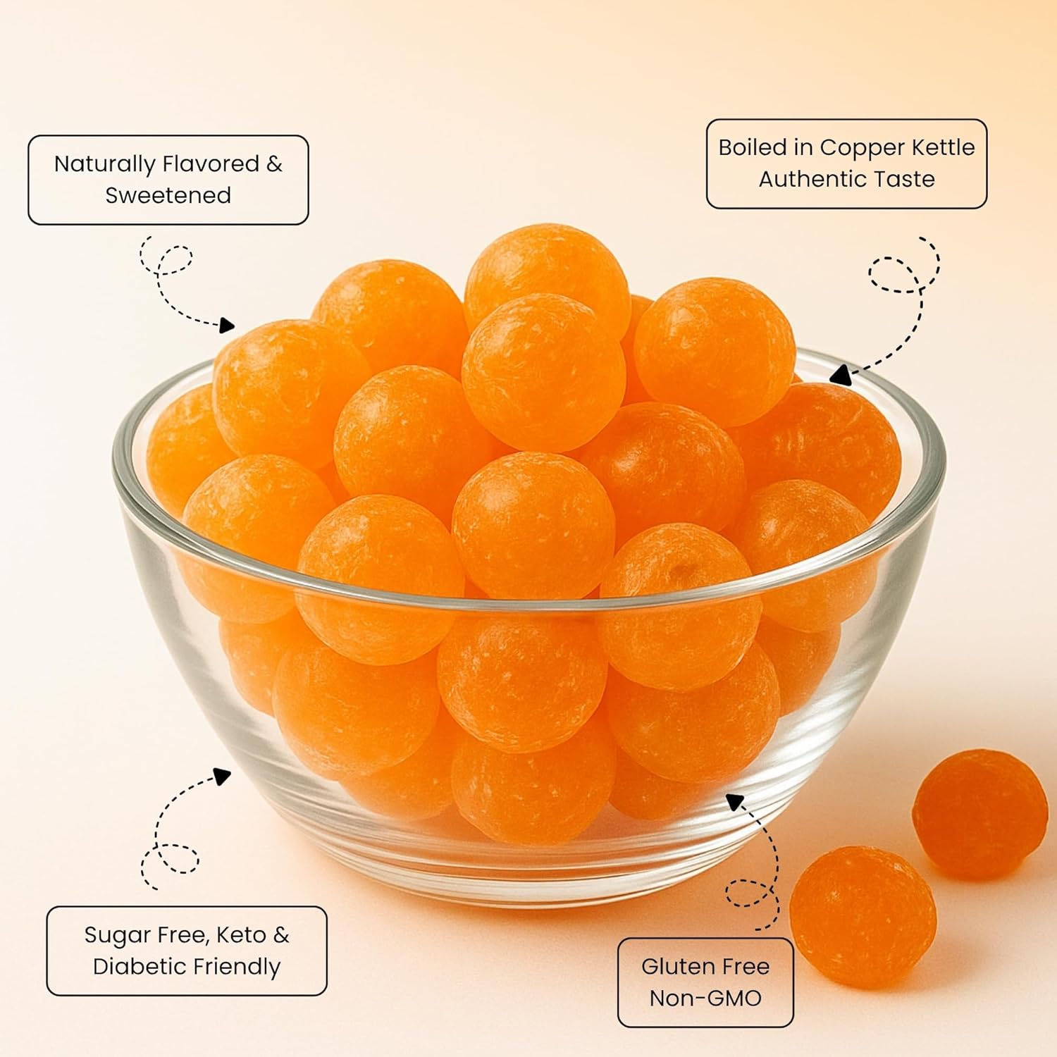 Andy Anand Sugar-Free Sour Orange Hard Candy (28 pc, 7 oz) | Sugar-Free & Keto Candy | Local SoCal Bakery