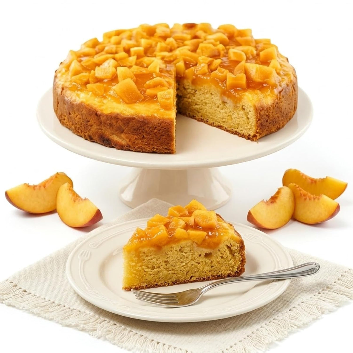 Andy Anand Sugar-Free Peach Cake, 9-Inch, 2 lb – Juicy & Moist, Real Peach Fruit, Diabetic-Friendly, Fluffy Homemade-Style Birthday Gift Box