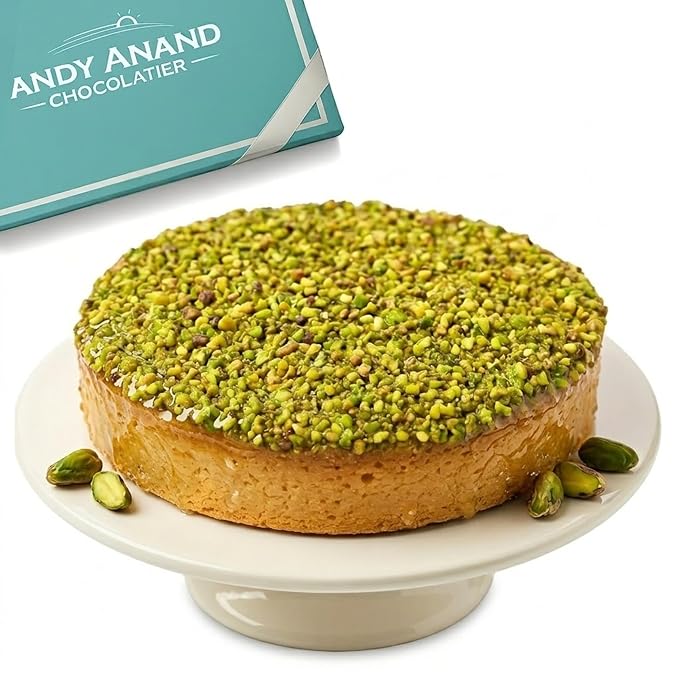 Andy Anand Sugar-Free Keto Caramel Pistachio Cake, 9-Inch, 2 lb – Low-Carb, All-Natural, No Preservatives, Diabetic-Friendly Birthday Gift