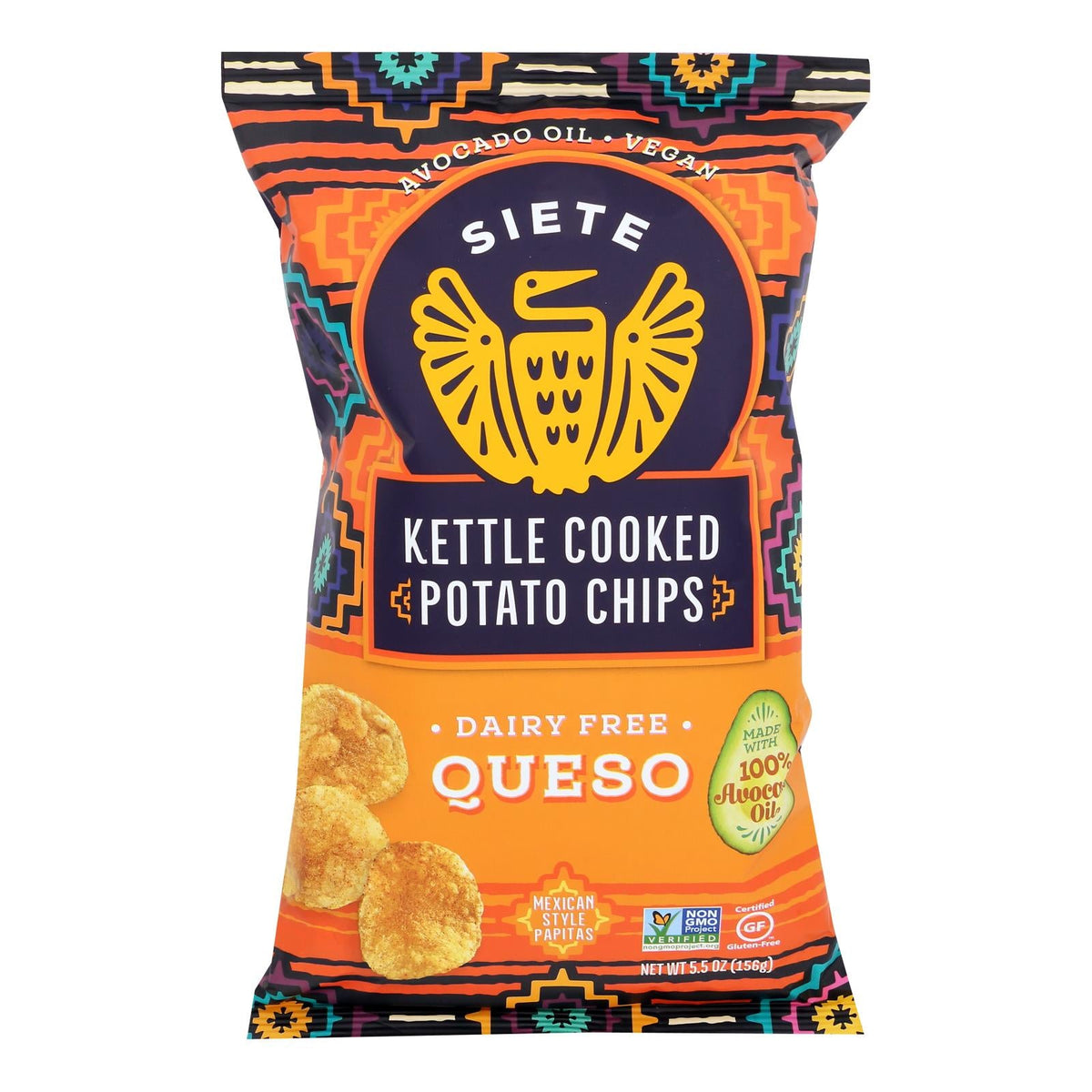 Siete Kettle Chip Queso (Pack of 6 5.5oz)