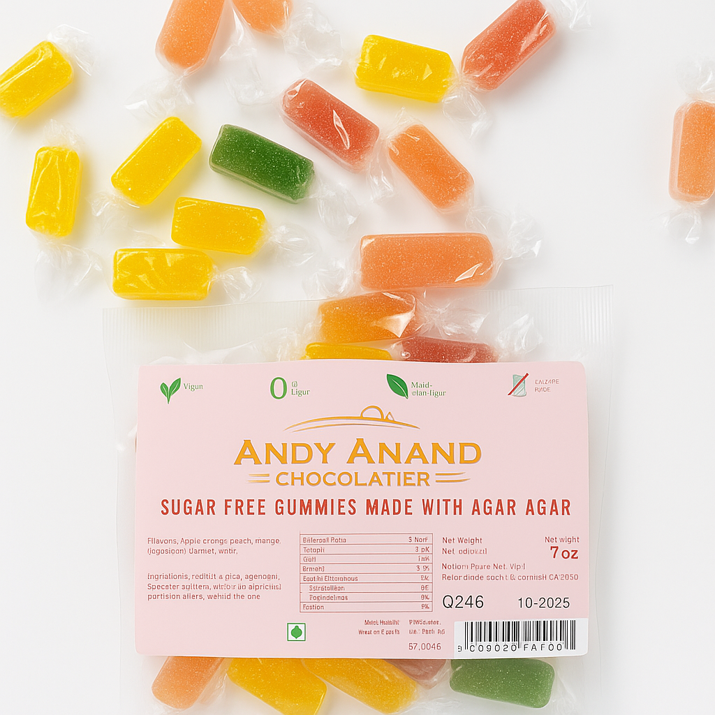 Andy Anand Sugar-Free Gummies, 7 oz – Made with Agar & Stevia, Diabetic-Friendly, Assorted Flavors, Birthday, Mother's Day & Holiday Gift