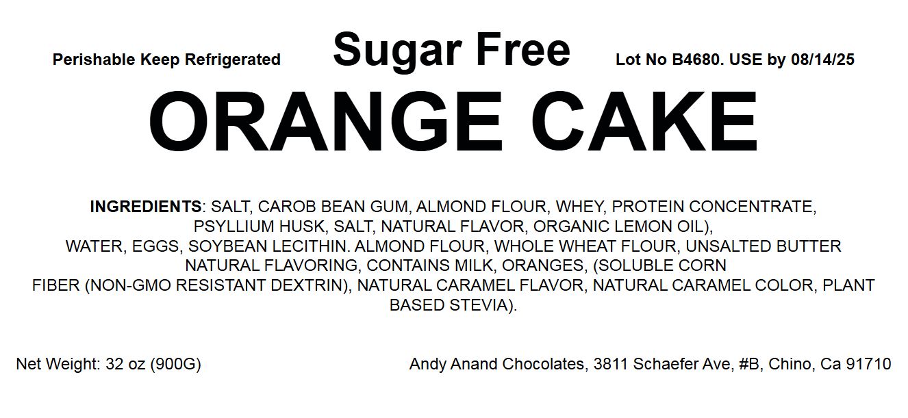 Andy Anand Sugar-Free Orange Cake (9-inch, 2 lbs) | Sugar-Free & Keto Cake | Local SoCal Bakery