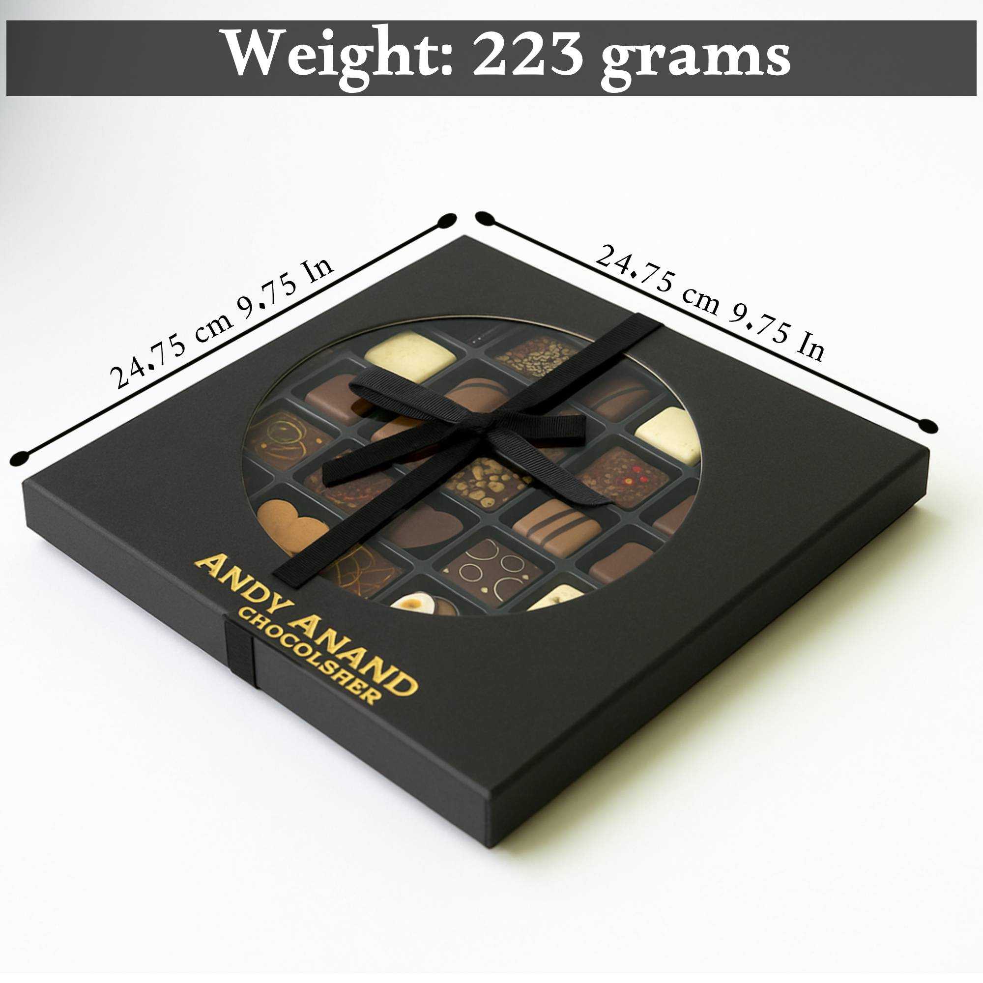 Andy Anand Belgian Chocolate Truffles Gift Box (25 pc, 7.8 oz) | Gourmet Bonbon Ganache, 60% Cocoa Butter | Local SoCal Chocolatier