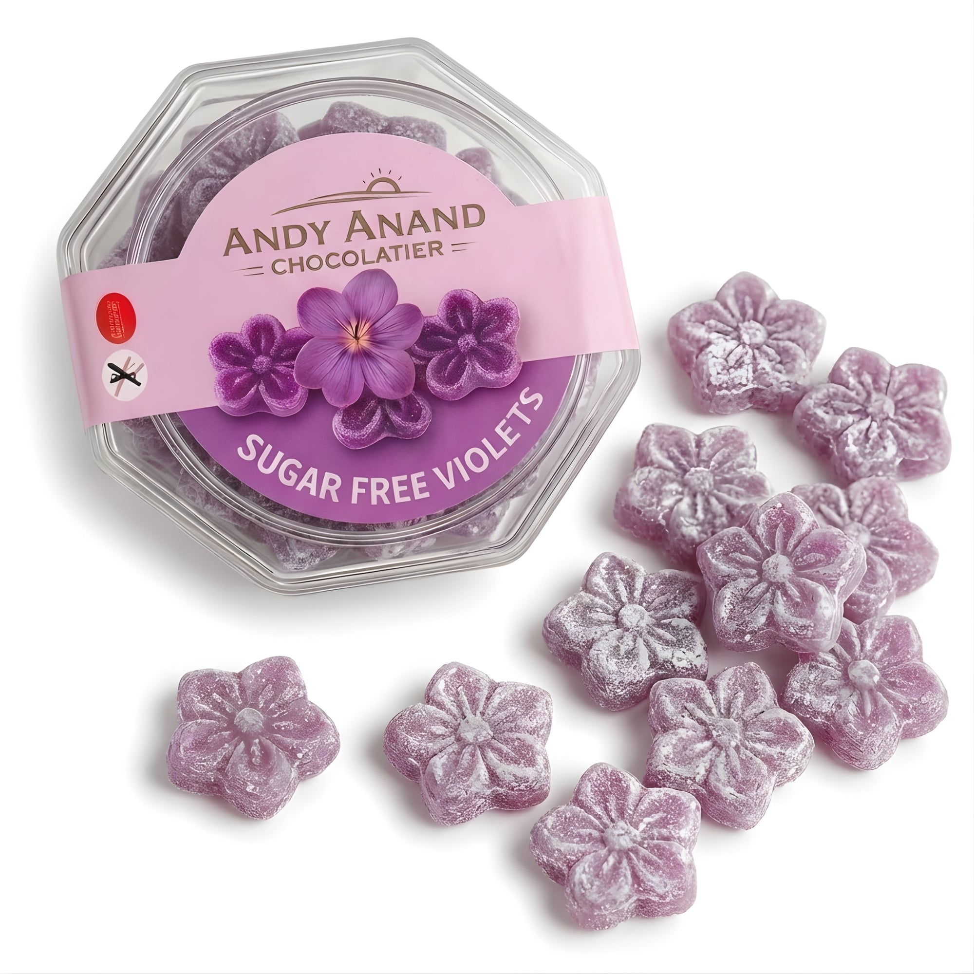 Andy Anand Sugar-Free Violet Candy Dragees, 150 pc, 3-Pack – Old-World European, Stevia Sweetened, Keto & Diabetic-Friendly Gourmet Gift Box