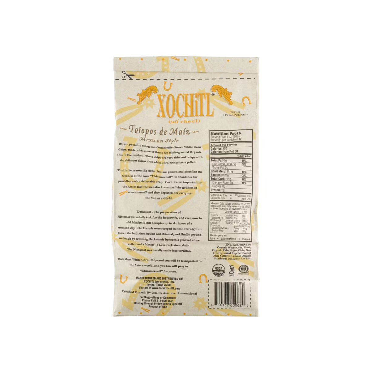 Xochitl White Corn Tortilla Chips, 12 oz., Case of 10