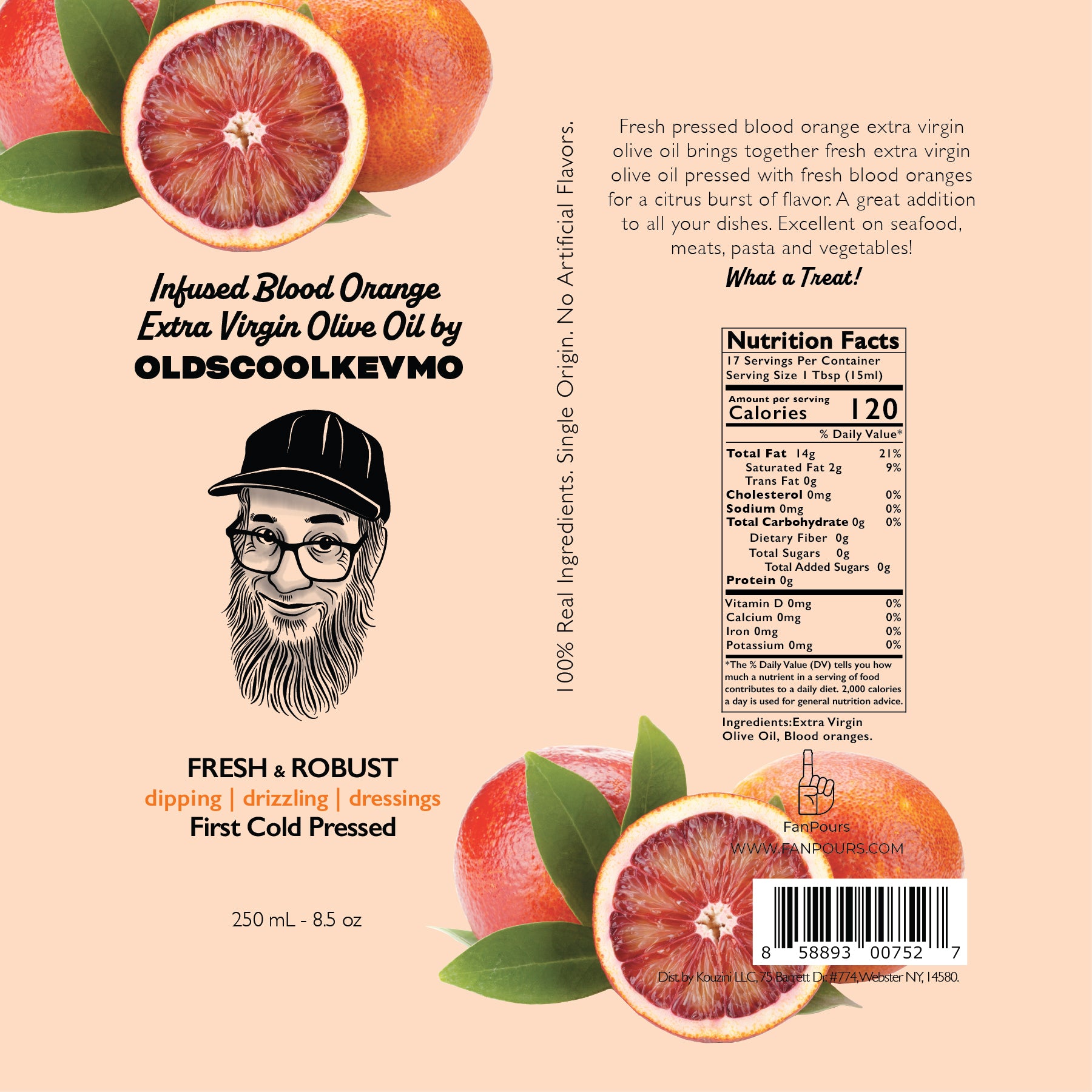 KevMo's Blood Orange Infused Extra Virgin Olive Oil (250 ML)
