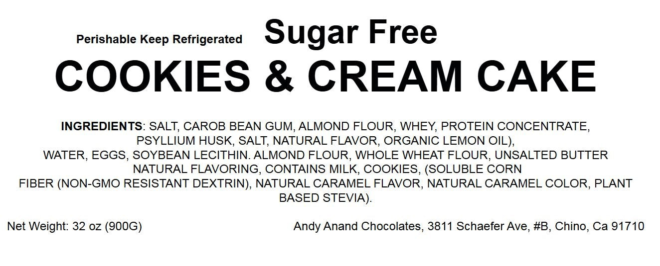 Andy Anand Sugar-Free Cookies & Cream Cake, 9-Inch, 2 lb – Award-Winning, All-Natural, Handcrafted, Diabetic-Friendly Birthday Gift Box