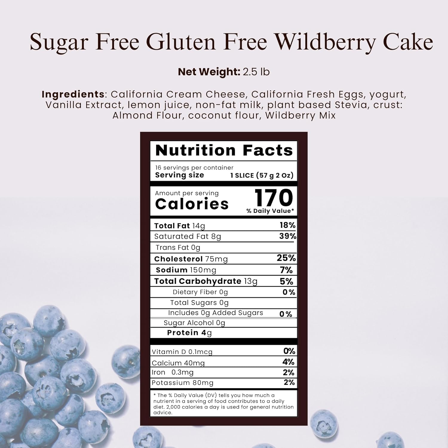 Andy Anand Sugar-Free Gluten-Free Wildberry Cake (2.5 lbs) | Keto & Diabetic-Friendly | SoCal Bakery