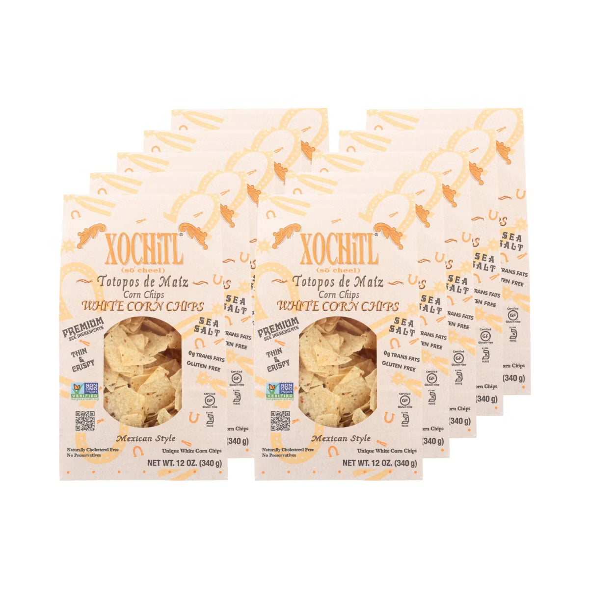 Xochitl White Corn Tortilla Chips, 12 oz., Case of 10