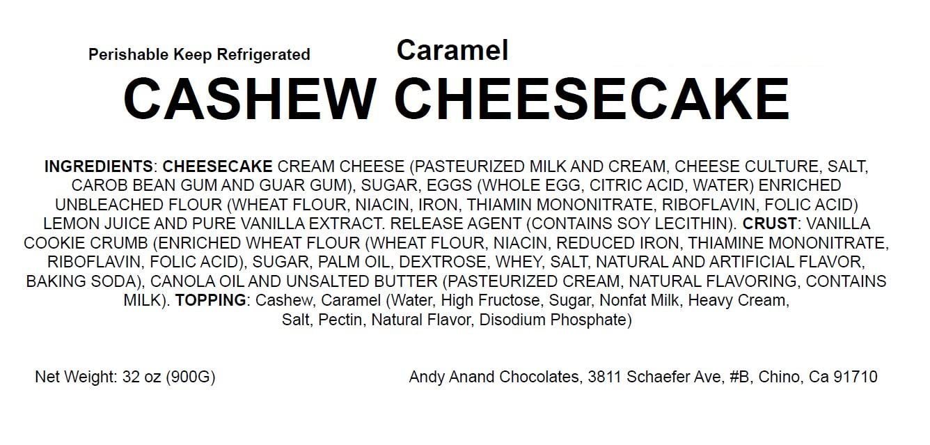 Andy Anand Caramel Cashew Cheesecake (9-inch, 2.6 lbs) | Hand-Baked Bakery Cheesecake | Local SoCal Bakery