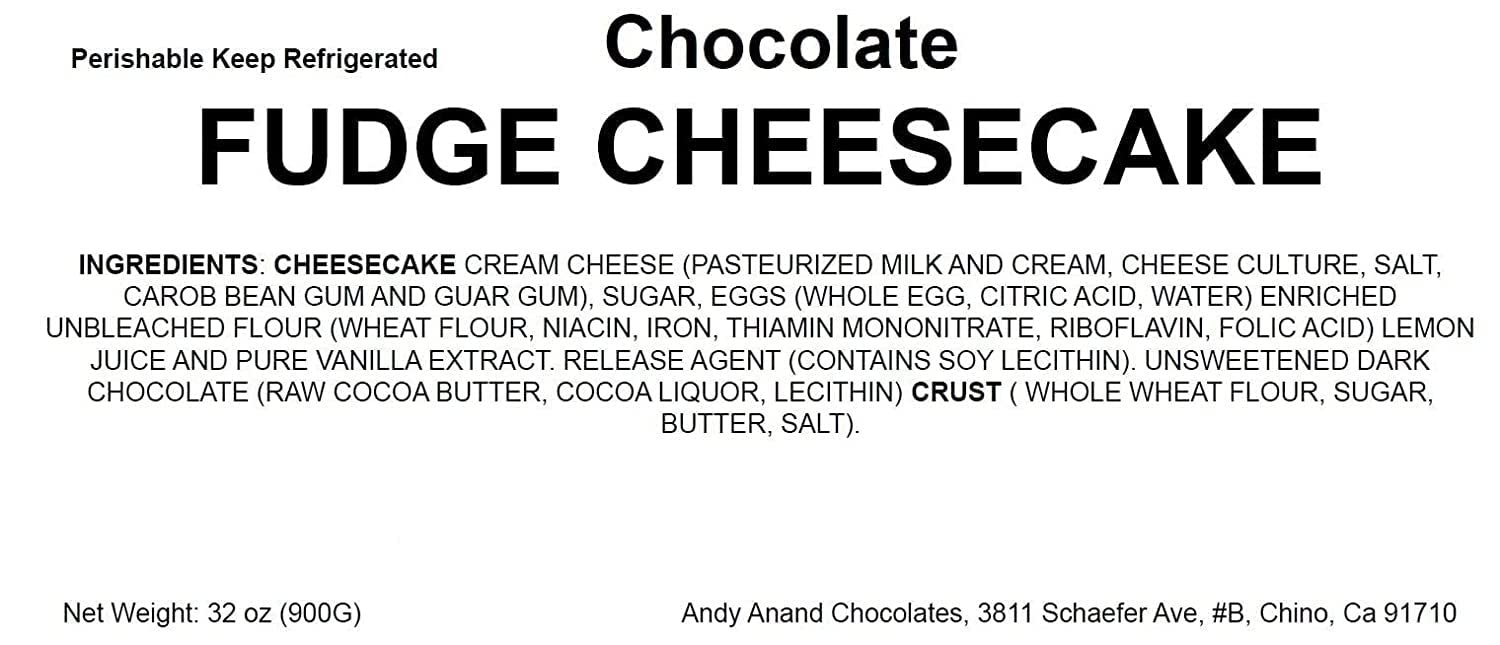 Andy Anand Chocolate Fudge Cheesecake, 9-Inch, 2 lb – Freshly Baked, Real California Cream Cheese, No Preservatives, Birthday & Holiday Gift